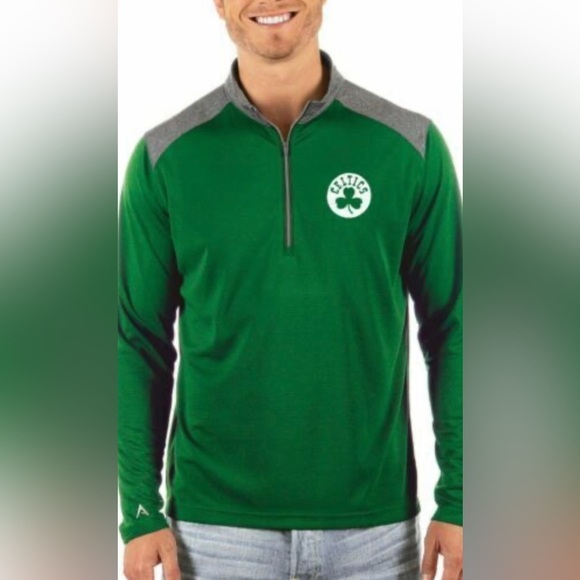 Men’s Boston Celtics Quarter Zip Pullover Jacket - Picture 1 of 5